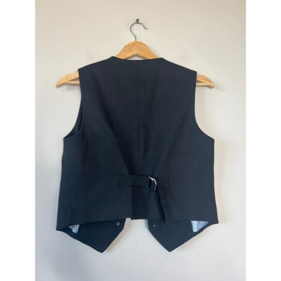 NEW Veronica Beard Bennett Linen Blend Half Belt Twill Vest Black Size: 2 - Picture 6 of 7